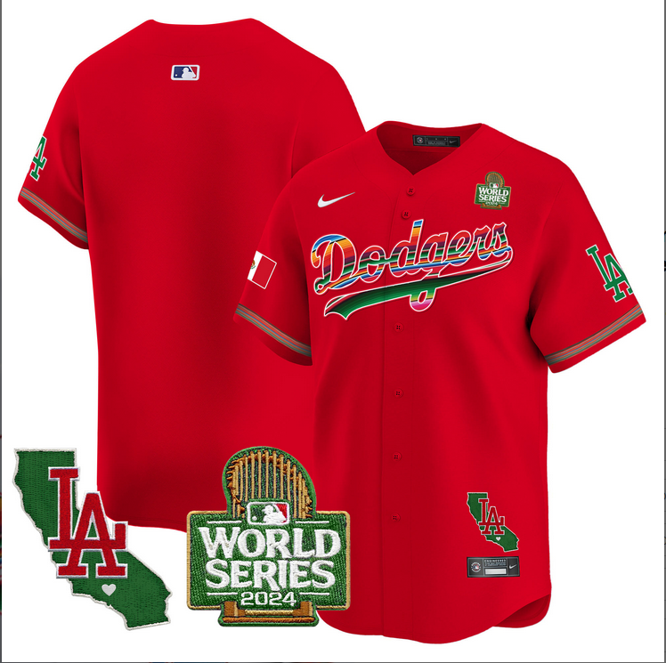Men MLB Mexico Los Angeles Dodgers blank red 2024 World Series Champions Patch Jersey 2024110->los angeles dodgers->MLB Jersey